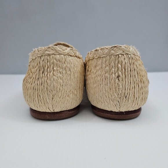 Vince Davis Loafer Womens 9 Natural Raffia Woven Slip On Flats Summer Designer - Picture 10 of 14